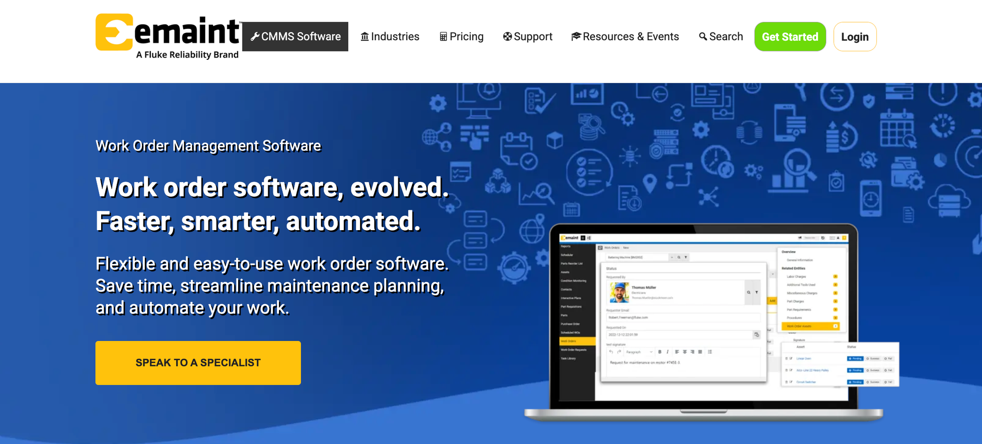eMaint work order software dashboard for maintenance planning