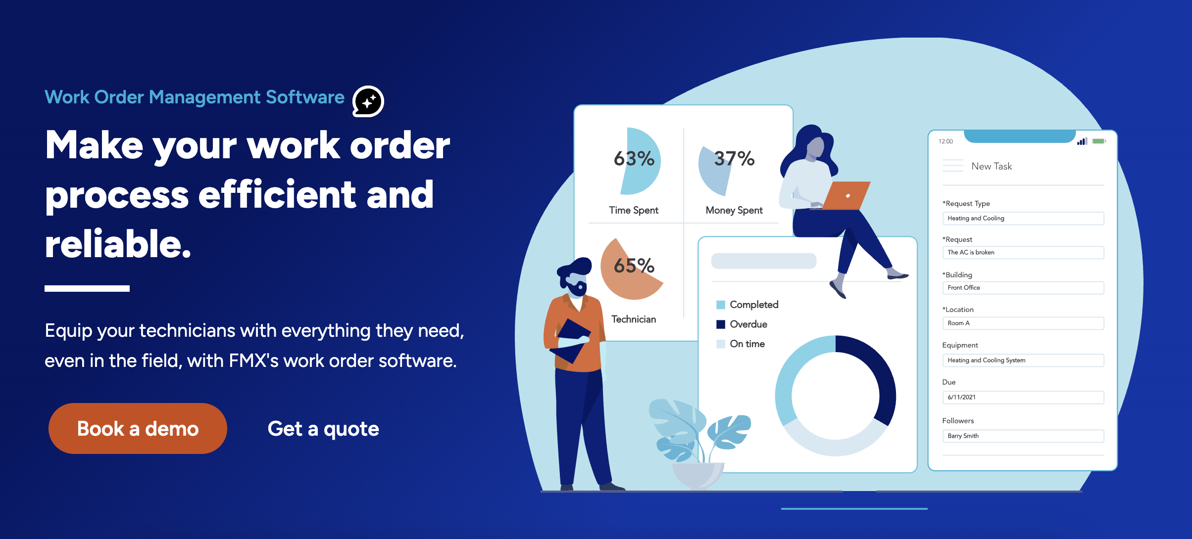 FMX work order software with mobile task creation and tracking dashboard