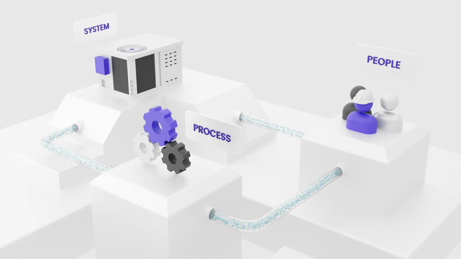 Connecting people, processes, and systems infographic.