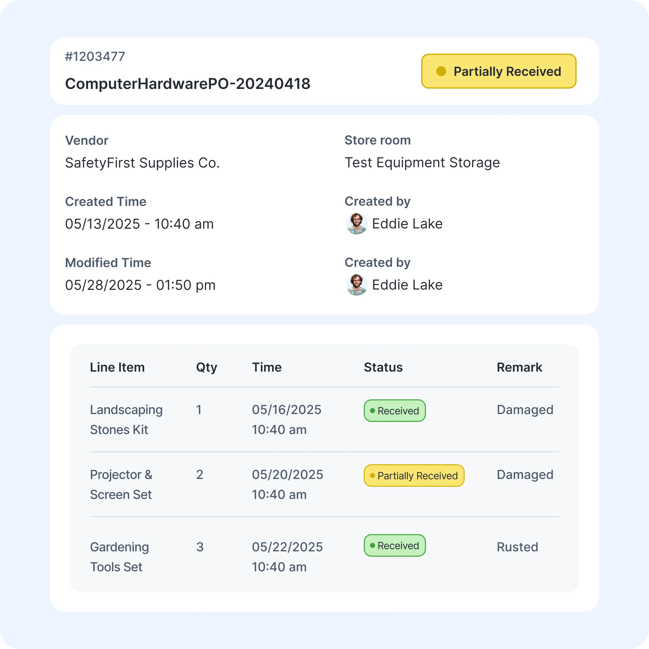 Purchase-order-receipt-tracking-and-inventory-item-validation-screen