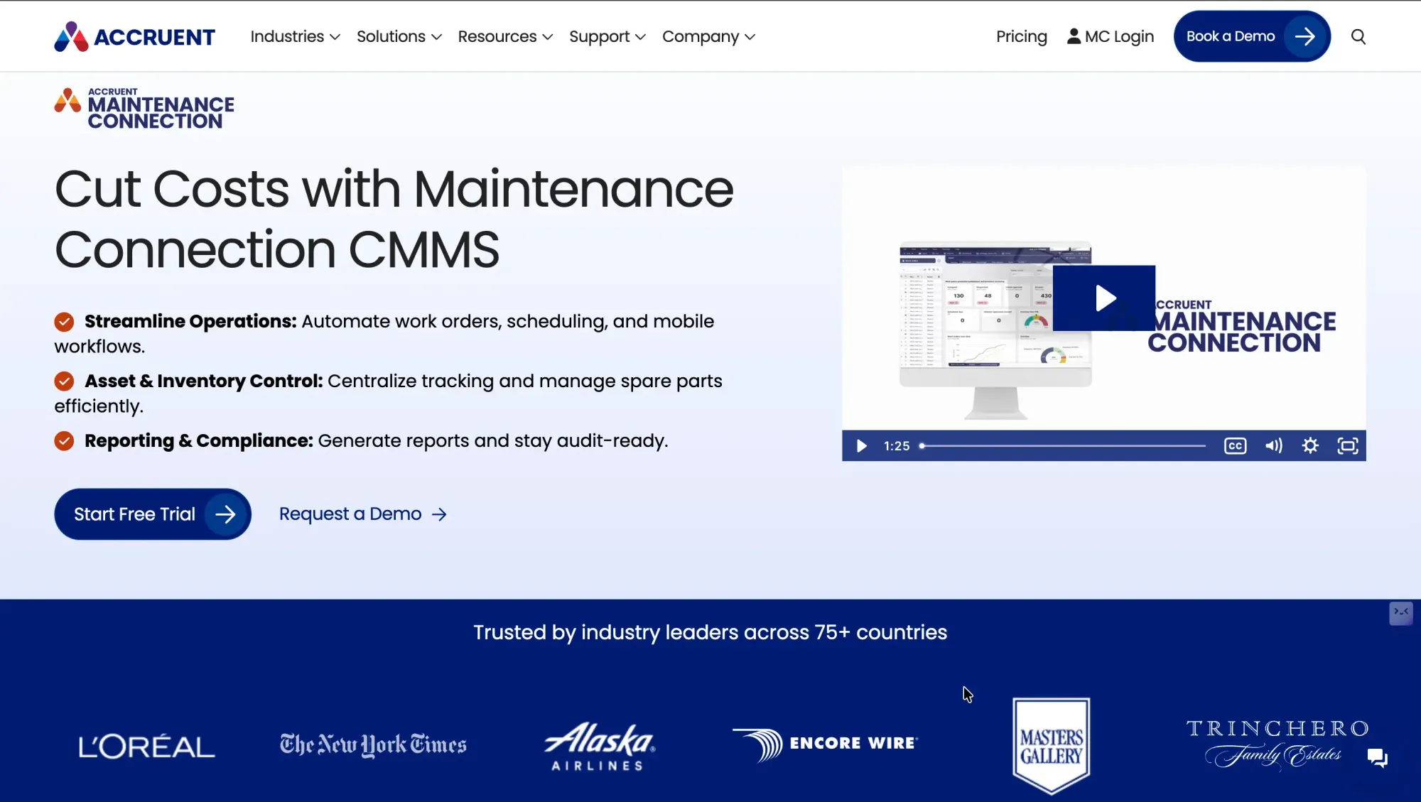 Top CMMS in UK - Accruent Maintenance Connection CMMS highlighting operations and compliance features