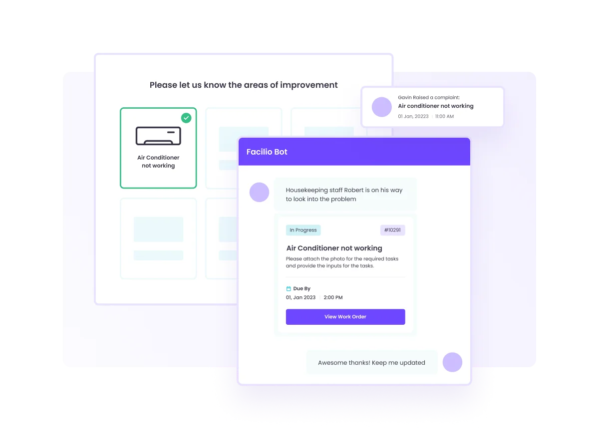 Enable tenants to raise issues with the click of a button with an easy to use mobile app