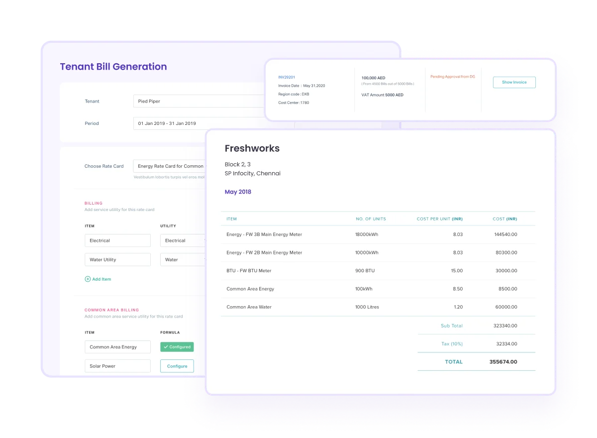 Generate itemized invoices and bill tenants in an audit-friendly format
